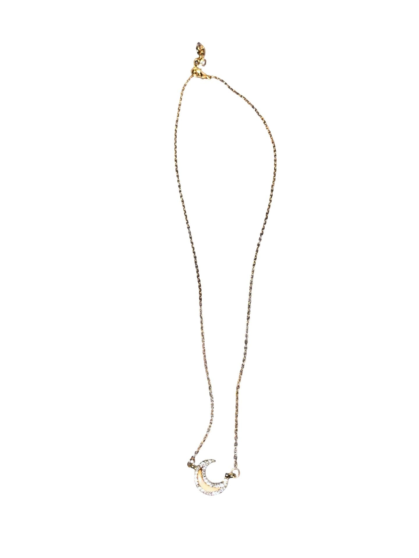 Jennifer Zeuner Gold Plated Cosette Crescent Moon Necklace With White Sapphires 165$